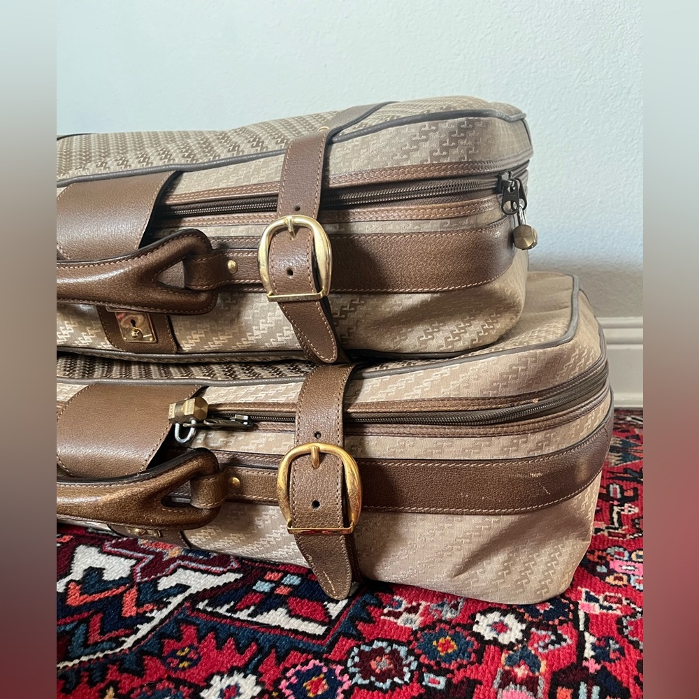 Vintage 1970’s Gucci Gg Monogram Suitcase Travel Luggages, Set of 2 - Picture 12 of 16